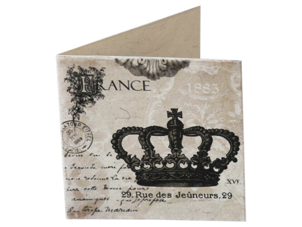 Karte mit Krone mit Umschlag 7 x 7 cm