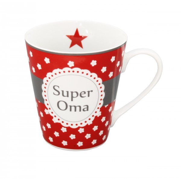 Happy Mug "Super Oma" mit Henkel auf Lager