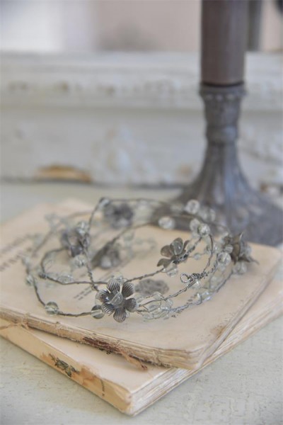 Wickel- / Zierdraht mit Perlen und Blumen