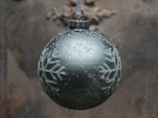 Weihnachtskugel mit Eiskristall antique verte