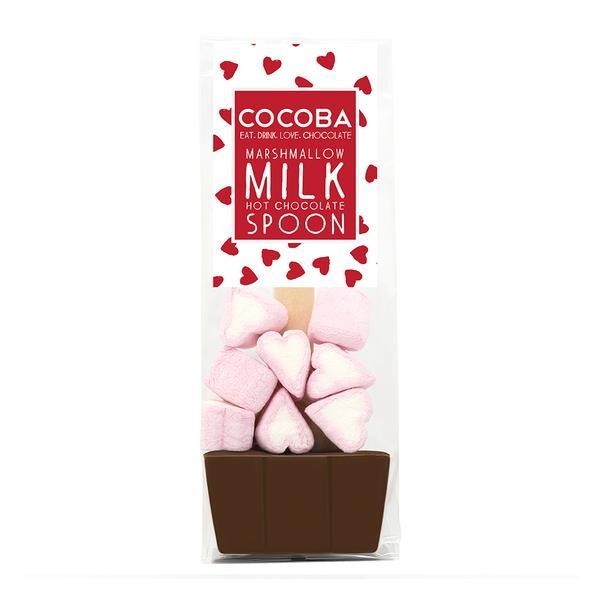 Milk Hot Chocolate Spoon with Heart Marshmallows